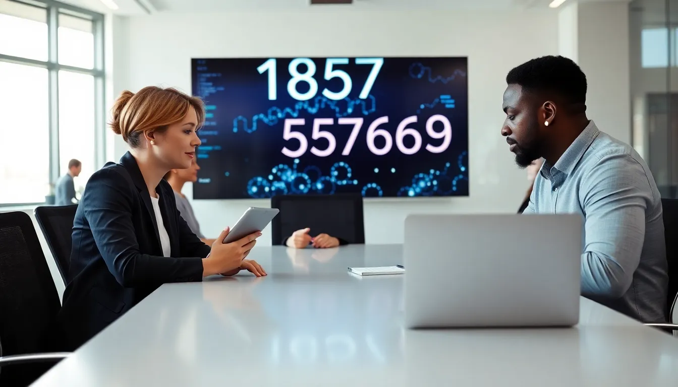 diverse professionals discussing in a modern office setting.
